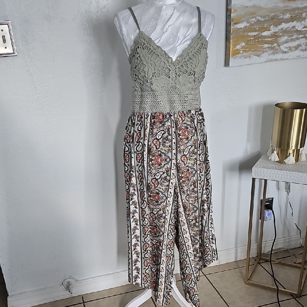 Derek Heart Green Jumpsuit with Bohemian Flair